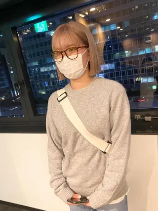 ショート カラー パーマ ヘアアレンジ 髪と音処　マトぺ所属・デザインカラー/ボブ ブリーチカラー/ユリのヘアスタイル