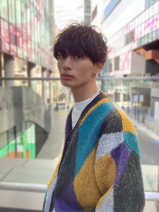 ショート カラー パーマ メンズ [渋谷美容師] 玲弥のヘアスタイル