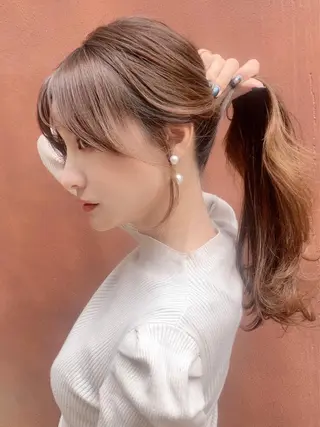 ロング ブリーチなしダブル/ レイヤーカット 小棹のヘアスタイル