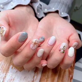 ミディアム カラー メンズ ネイル ハク キのネイルデザイン