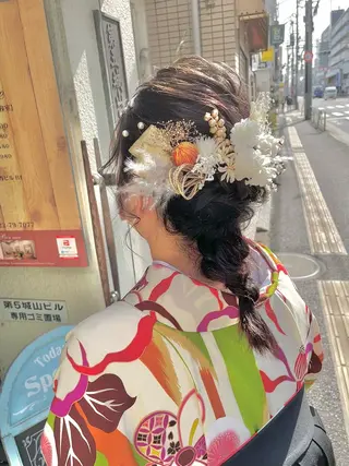 ミディアム ヘアアレンジ 【ピンク/韓国ヘア/ ヘアセット】亜海のヘアスタイル