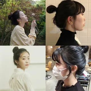 ヘアアレンジ セミロング 韓国レイヤー　 suzuのヘアスタイル