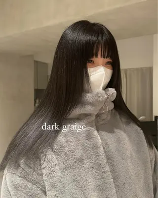 セミロング ミオ💎透ける暗髪／ ブリーチなしWカラーのヘアスタイル