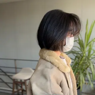 ミディアム 海外風カーテンバング Mao広尾美容室のヘアスタイル