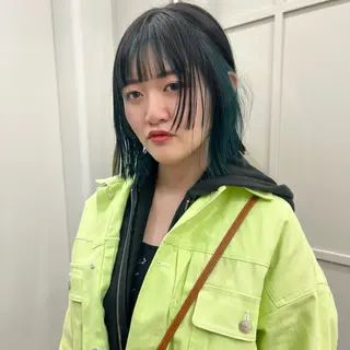 ミディアム 舟橋耀/ブリーチカラ ー/レイヤーカットのヘアスタイル