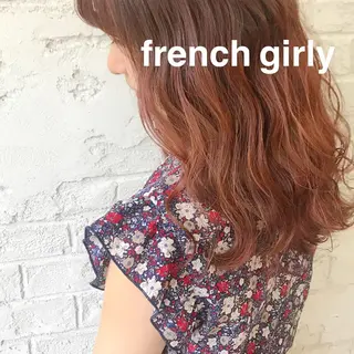 ロング カラー オリーブ/アッシュ やわらか透明感カラーのヘアスタイル