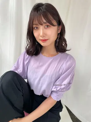 ミディアム カラー 中村 玲のヘアスタイル