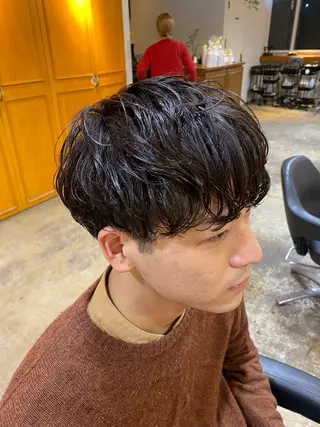 ショート パーマ メンズ レイヤーボブ/ 艶カラー/サナ🌼のヘアスタイル