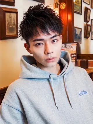 ミディアム パーマ ヘアアレンジ メンズ barber shopのヘアスタイル