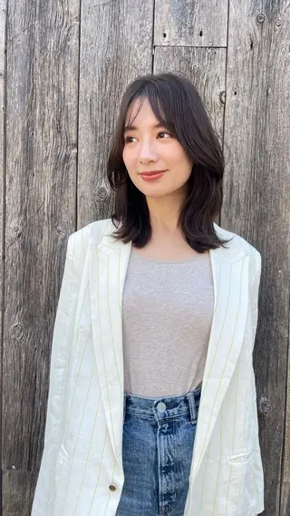 セミロング カラー パーマ ヘアアレンジ 【くせ毛解消】縮毛 髪質改善✨たくみ✨のヘアスタイル