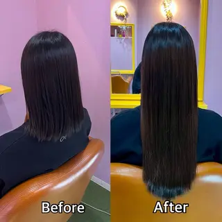 ロング シール+ちび編み込み エクステ梅田🐨のヘアスタイル