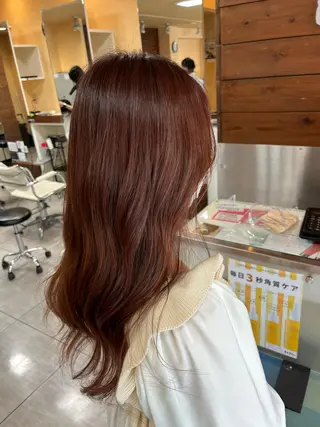 ロング インナー×縮毛矯正 ピンクカラー澤井里菜のヘアスタイル