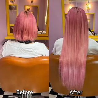 ロング シール＋ちび編み込み エクステ梅田🐨のヘアスタイル