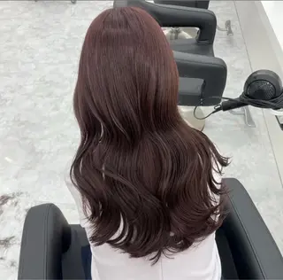 ロング 韓国ヘア/ブリーチ無 しWカラー/オリーブのヘアスタイル