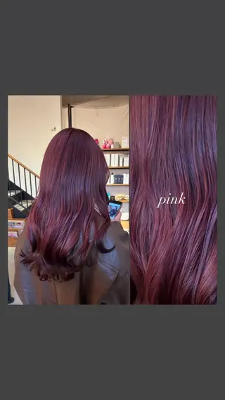 ロング カラー 暖色カラー／ボブ／ 酸性ストレート／羽菜のヘアスタイル