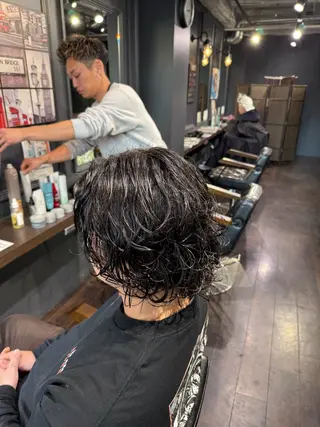 ミディアム パーマ メンズ 大谷 洸生のヘアスタイル