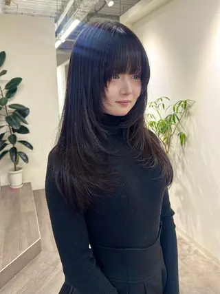 セミロング カラー ヘアアレンジ umu.［韓国ヘア /ダウンパーマ］のヘアスタイル