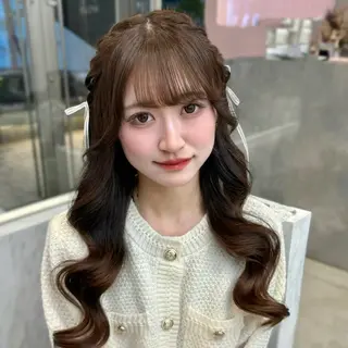 ロング ヘアアレンジ 𝒎𝒐𝒆🩰 名駅/ヘアメ/暖色♡のヘアスタイル