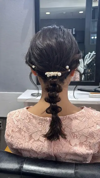 ヘアアレンジ 韓国ヘア/ブリーチ無 しWカラー/オリーブのヘアスタイル