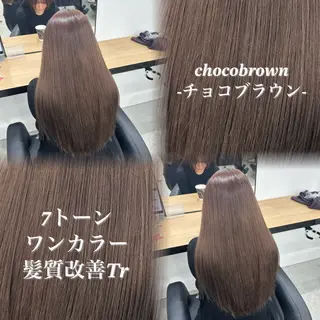 セミロング カラー NAMI🤎ブラウン &ミルクティー🤍のヘアスタイル