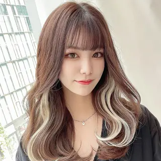 セミロング カラー ヘアアレンジ 顔周り特化/韓国ヘア /レイヤー/吉野幸大のヘアスタイル