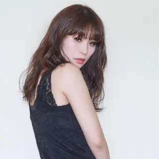 セミロング カラー 薬院:今泉/上川美幸 大人ヘア/暗髪カラーのヘアスタイル