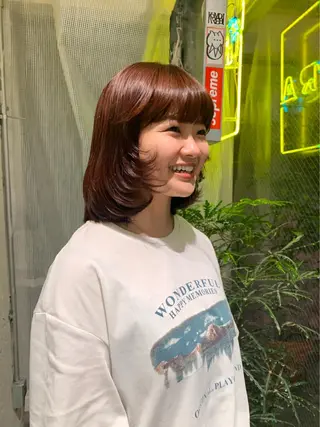 ミディアム カラー ハッシュカット/ MAYAのヘアスタイル