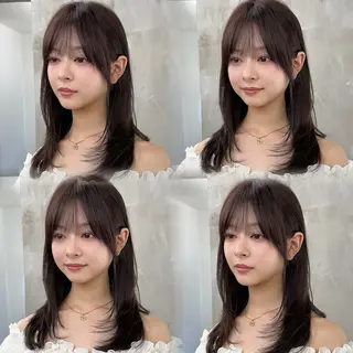 セミロング カラー 顔周り/レイヤー/ 透明感/みっきーのヘアスタイル