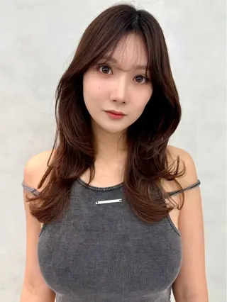 ミディアム カラー レイヤー×韓国 🇰🇷鈴木啓太のヘアスタイル