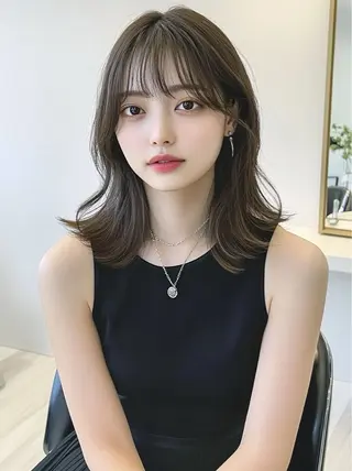 ミディアム カラー レイヤー×顔周 り×髪質改善/MIUのヘアスタイル