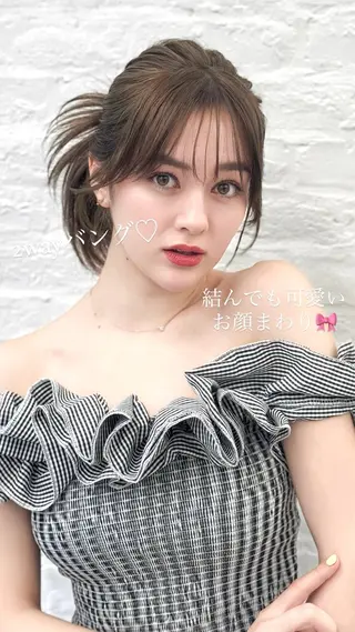 セミロング カラー 韓国ヘア♡ 顔まわりカットayaのヘアスタイル