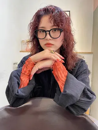 カラー パーマ ミディアム CEINE＋ officialのヘアスタイル