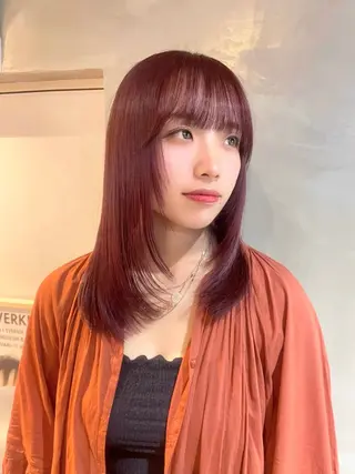 ミディアム カラー カノン/アニオタ🧡 暖色/酸性ストレートのヘアスタイル