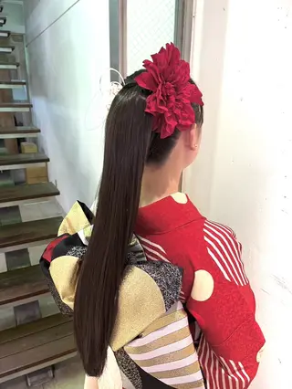 ロング ♛︎ きっか ♛︎ ヘアアレンジ🩵のヘアスタイル