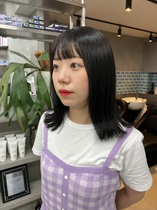 ミディアム カラー 韓国ヘア 🎀華澄のヘアスタイル