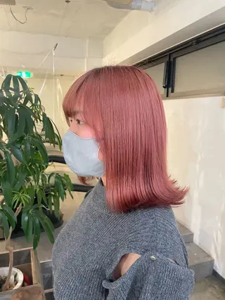 ミディアム カラー 暖色カラー🍒 ケアブリーチ/akiのヘアスタイル