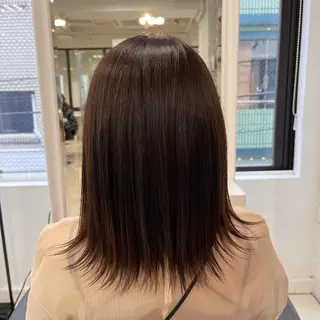 セミロング カラー 【センターパート/ マッシュ】ryokaのヘアスタイル