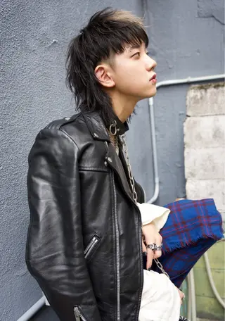 ミディアム カラー メンズ 森本裕/オーナー/ スパイラルパーマのヘアスタイル