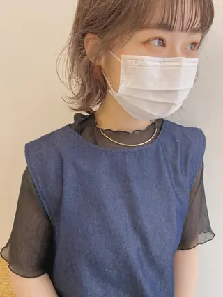 ショート カラー 顔周りレイヤー/韓国 ブリーチminamiのヘアスタイル