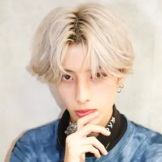 メンズ メンズフェザー毛流れ パーマASHU渋谷のヘアスタイル