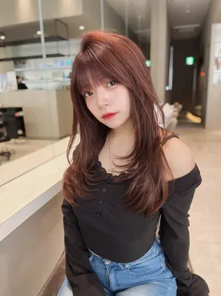 ロング カラー レイヤー/髪質改善 /透け感カラー/艶髪のヘアスタイル