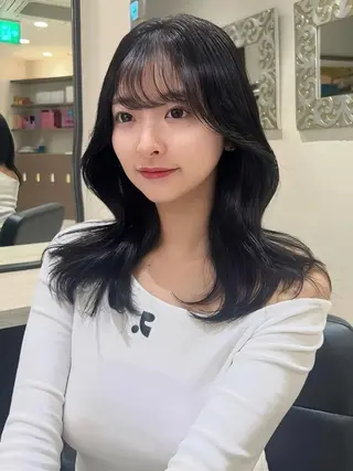 セミロング カラー Euphoria新宿店所属・新宿/透明感カラー 縮毛矯正/SHOKIのヘアスタイル