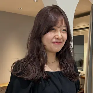 セミロング カラー じゅわっと暖色カラー 🍊Moemiのヘアスタイル