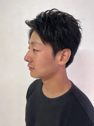 ショート メンズ ナチュラルベージュ/ 顔周りカット/由喜のヘアスタイル