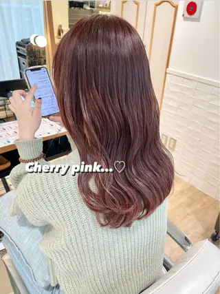 セミロング カラー ヘアアレンジ ハイトーンピンク🍑 ブリーチ🍑RINAのヘアスタイル