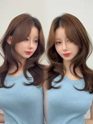 ロング カラー 韓国ヘア/レイヤー/ 顔まわり足立遥奈のヘアスタイル