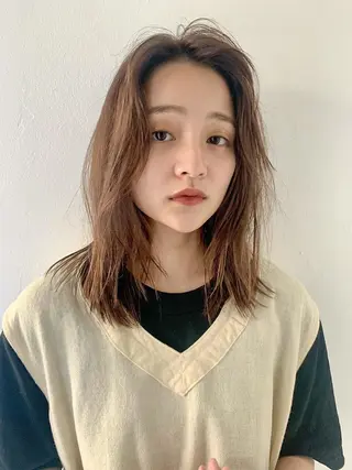 ミディアム カラー パーマ yiye 青山所属・無料カットモデル募集 🌱ひょうがのヘアスタイル