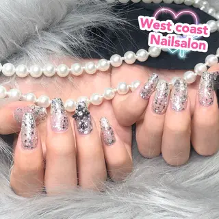 ネイル リボン、ガーリー パーツ放題専門店のネイルデザイン