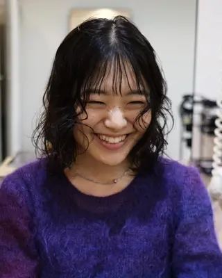 ミディアム カラー パーマ UTSUGI所属・ブリーチ無し透明感 ケアカラー🌿かなみのヘアスタイル