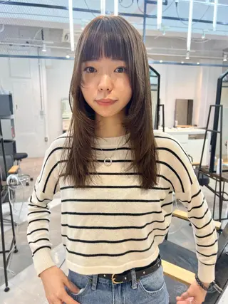 セミロング カラー 顔周りカット/透明感 カラー✂️MEIのヘアスタイル